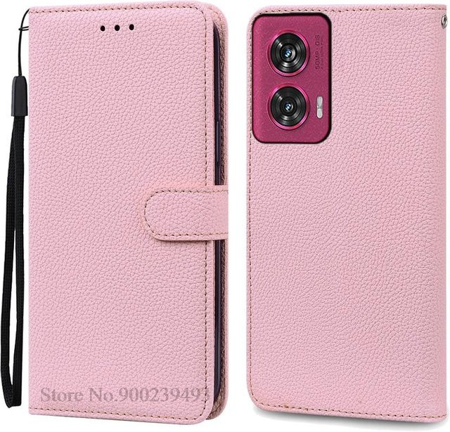 Motorola Edge 50 Fusion Leder Brieftasche Klapphülle mit Ständerfunktion in Rosa - Bild 1
