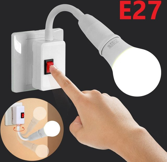 Szaoju Flexibler E27 Lampenfassung Extender mit rotierender Basis in Weiß - Bild 1