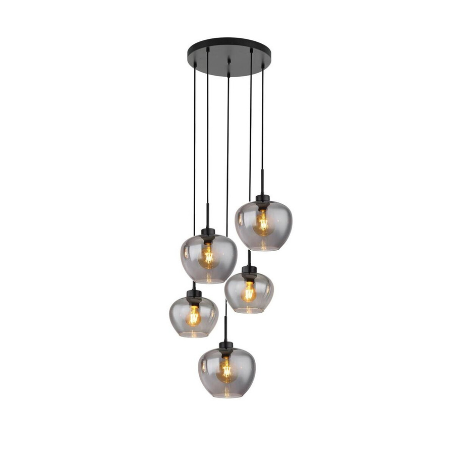 Globo Lighting Pendelleuchte modern in Schwarz aus Metall und Glas mit 5 E27 Fassungen, Höhe: 120 cm, Durchmesser: 70 cm - Bild 2