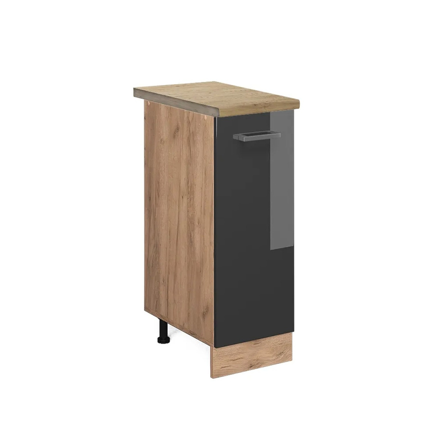 Vicco Apothekerschrank R-Line Anthrazit Hochglanz und Eiche Gold, B/T/H: 30,0 x 60,0 x 81,6 cm - Bild 2