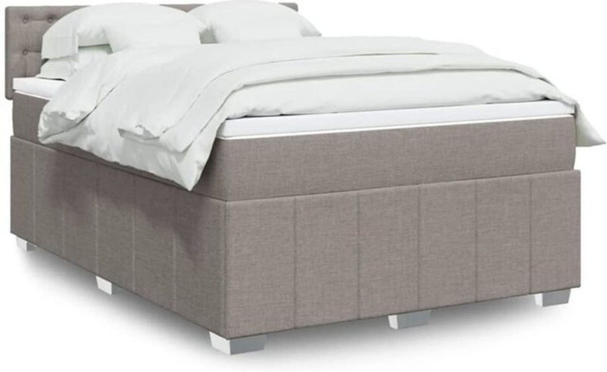 Vidaxl Boxspringbett mit Matratze in Taupe meliert aus Stoff, B/B: 160 x 200 cm - Bild 1