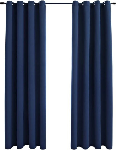 vidaXL Verdunkelungsvorhänge mit Metallösen, 2 Stück, Blau, B: 140 cm, H: 175 cm - Bild 1