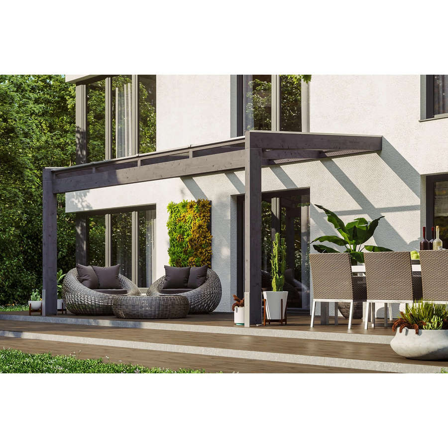 Skan Holz Terrassenüberdachung Novara mit Polycarbonat-Dach in Schiefergrau, B/T: 450 x 309 cm - Bild 2