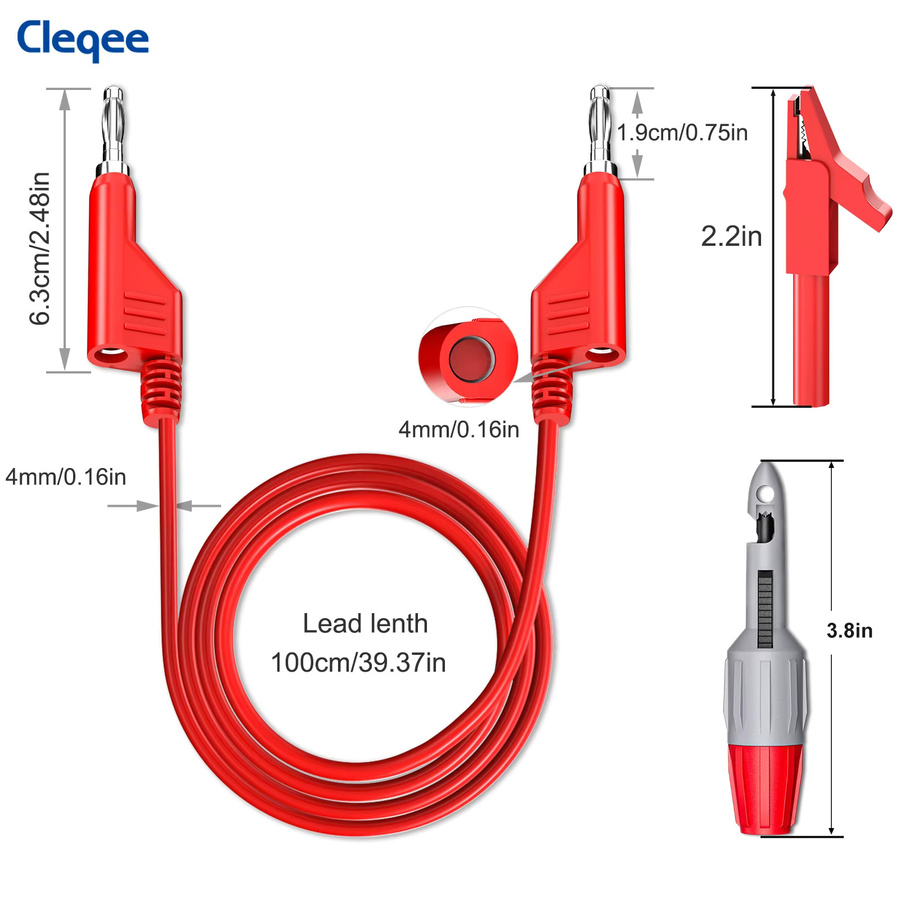 Cleqee Multimeter-Testkit mit 4-mm-Bananensteckern, Krokodilklemmen und Testkabelsonden für elektrische Prüfungen - Bild 2