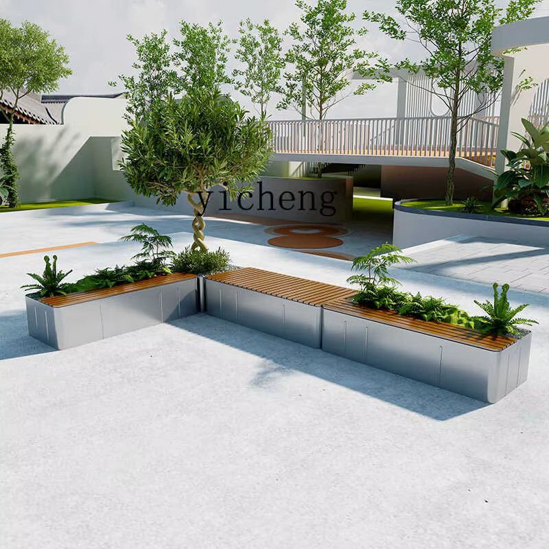 LX Outdoor-Sitz aus Edelstahl mit integrierter Blumenkasten-Kombination in modernem Design - Bild 3