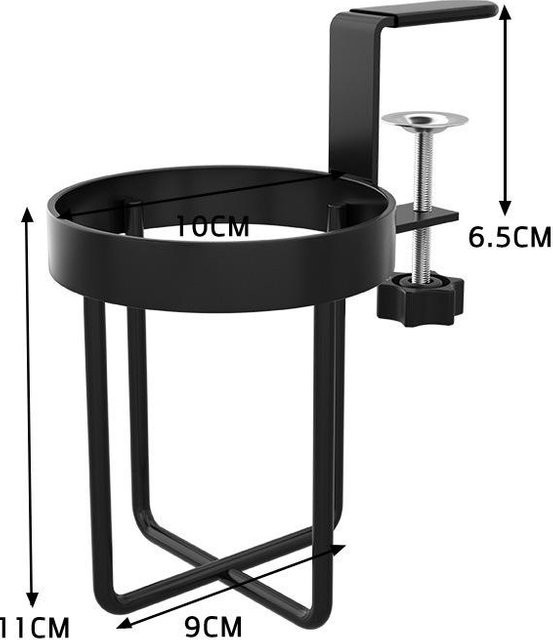 SZwatch Clip-On Tisch Becherhalter aus Metall in Schwarz für Büro und Desktop mit horizontaler und vertikaler Halterung - Bild 1