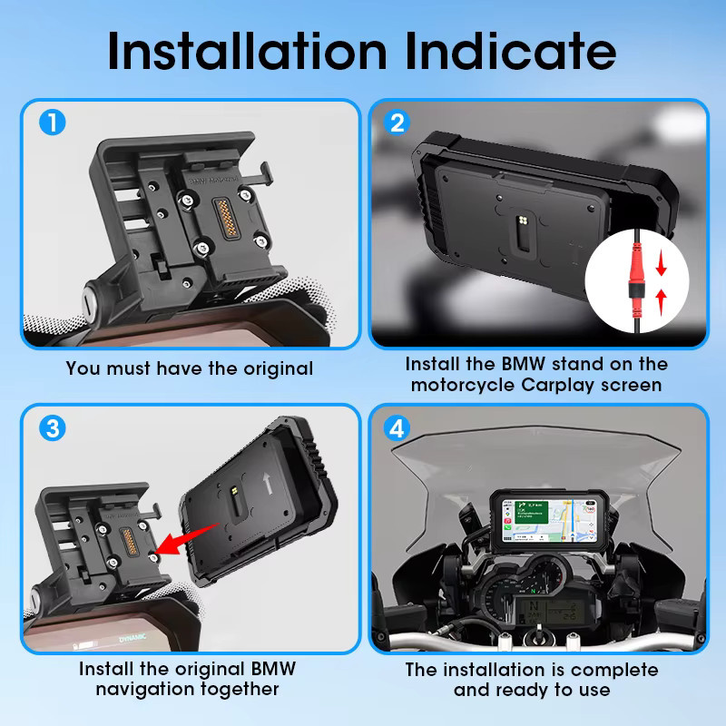 Srnubi Carpay 6,25 Zoll Navigationsdisplay für BMW R1200GS R1250GS R1300GS S1000XR mit Android Auto, GPS und Bluetooth in Schwarz - Bild 3