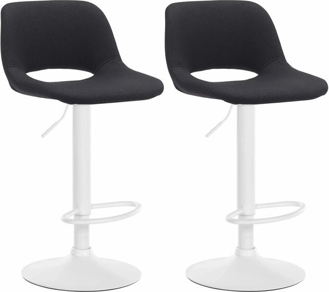 DELUKE Barhocker JAKSON 2er Set, moderne Tresenhocker mit Lehne aus Stoff und Kunstleder in Schwarz und Weiß - Bild 1