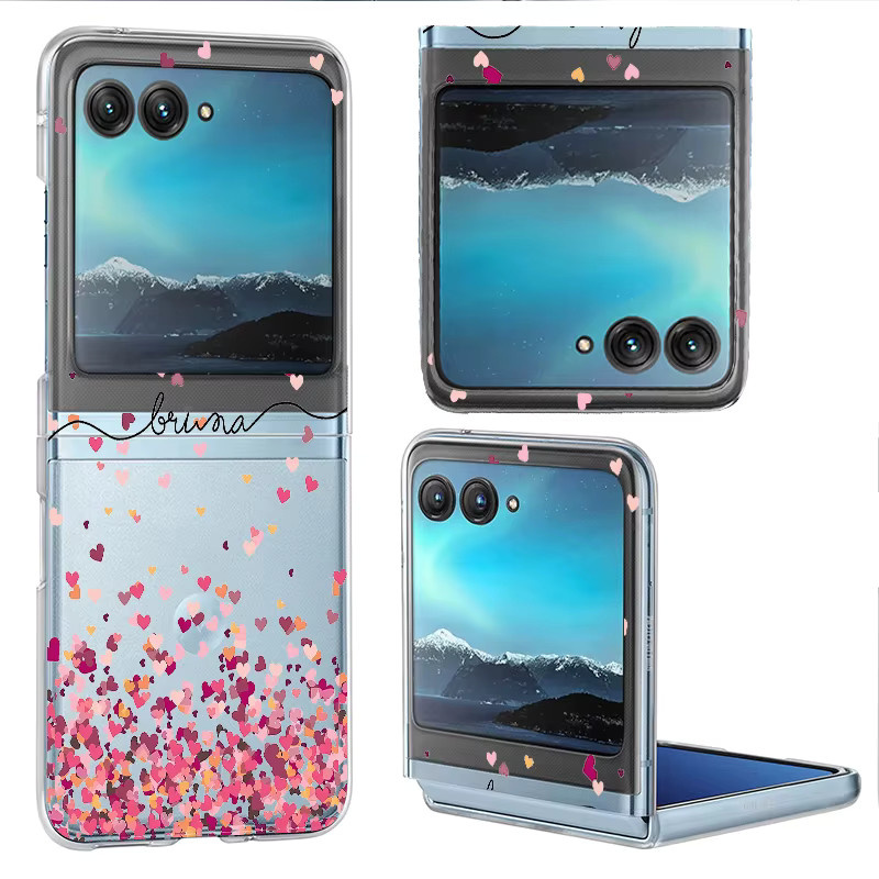 Transparente Motorola Razr 40 50 Ultra Handyhülle mit romantischem Herz-Design, stoßfeste PC-Schutzhülle in Transparent - Bild 6