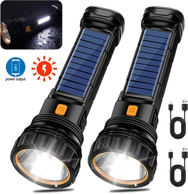 Mikenoon Multifunktions Solar LED Taschenlampe in Schwarz für Outdoor, Camping und Notfälle - Bild 1