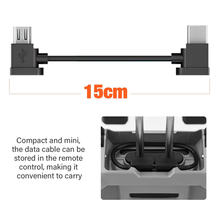 Nephy OTG-Datenkabel für DJI Fernbedienung mit USB Typ C und iOS Anschluss in Schwarz zur Verbindung von Telefon oder Tablet mit DJI Mini 4K, Mini 3 Pro, Mini 3, Mini 2, Mini SE, Air, Mavic 2 und Mavic 3 - Bild 5