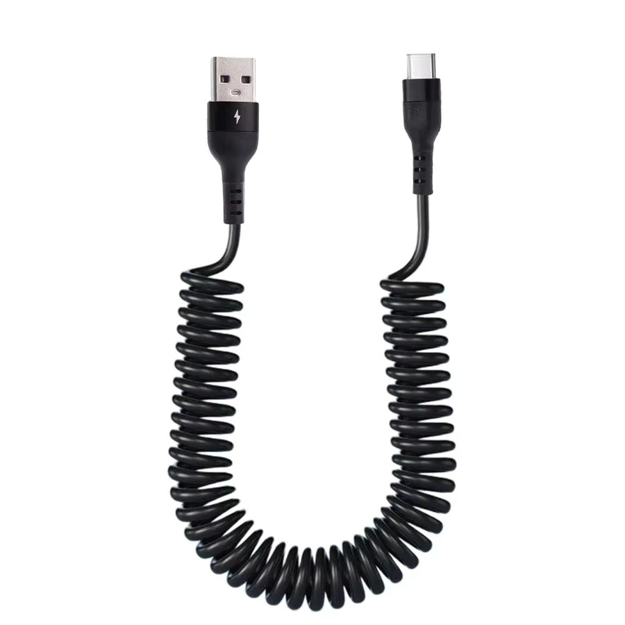 NNBILI USB-A auf USB-C Schnellladekabel 66W 5A Feder-Teleskopkabel in Schwarz für Samsung Huawei Xiaomi Redmi OnePlus - Bild 7
