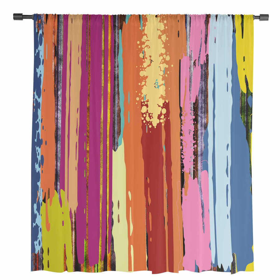 Transparente Tüll- und Voile-Vorhänge im modernen abstrakten Ölmalerei-Stil von Household supplies MH, Mehrfarbig, Breite: 135 cm, Höhe: 115 cm - Bild 3