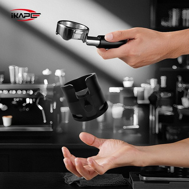 IKAPE Verstellbare Espresso-Stampfstation für Siebträger 51/54/58 mm in Schwarz mit rutschfester Silikonbasis - Bild 1