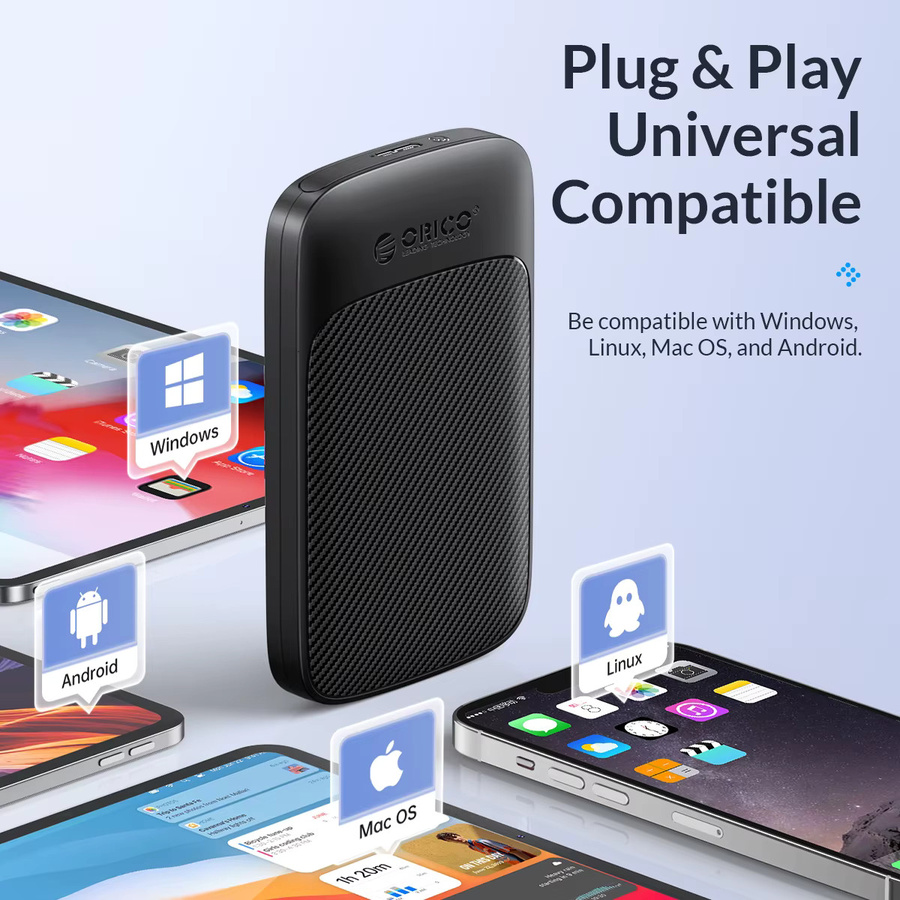 ORICO Externes 2,5 Zoll Festplattengehäuse USB-C zu SATA III für HDD und SSD, Schwarz - Bild 4