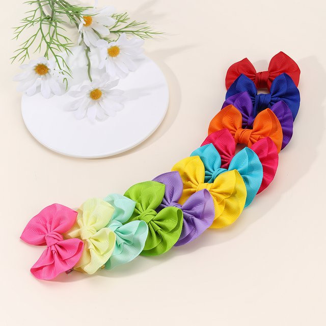 12-teiliges Set Mädchen-Haarspangen, bunte Schleifen, Kinder - Bild 1