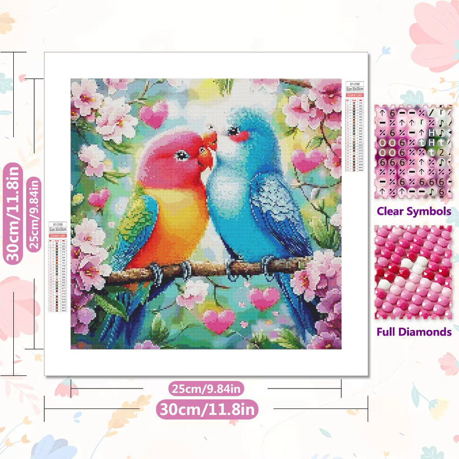 EverShine Diamantmalerei Papagei 5D Mosaik Tier DIY Stickerei mit Blumen in Multicolour, Breite: 20 cm, Höhe: 20 cm - Bild 2