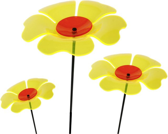 Sunny Garden Deko-Gartenstecker Lichtspiel Mohnblume im 3er-Set, Multicolor - Bild 1