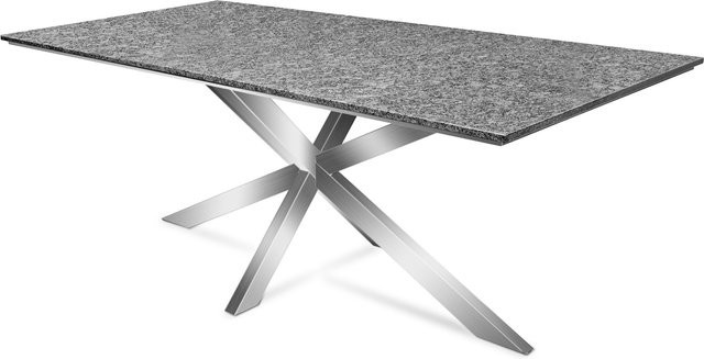 OUTFLEXX Esstisch für Garten und Terrasse in Grau, Granit und Edelstahl, modernes Design, B/T: 200 x 100 cm - Bild 1