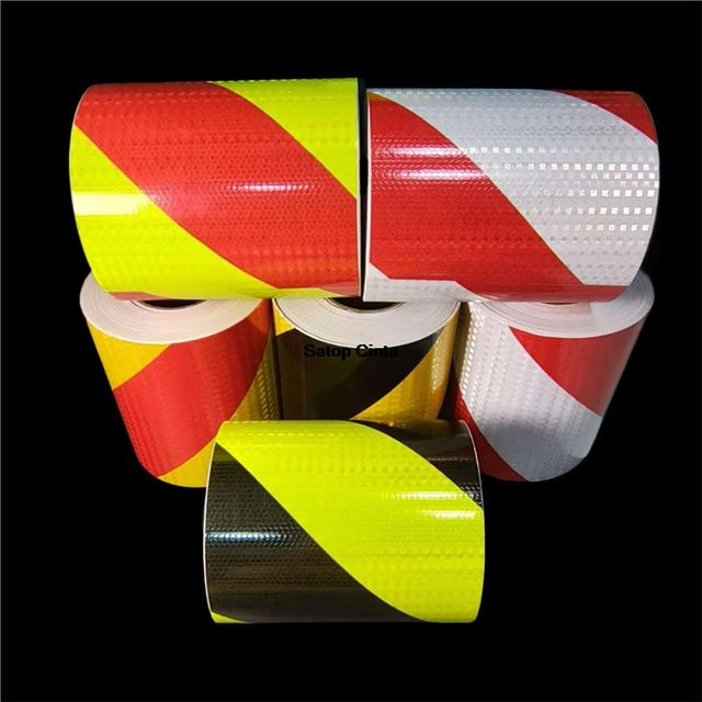 Satop Cinta Reflektierende Aufkleber aus PVC mit Wabenstruktur, Gelb-Schwarz, Breite: 15 cm, Länge: 1 m - Bild 1