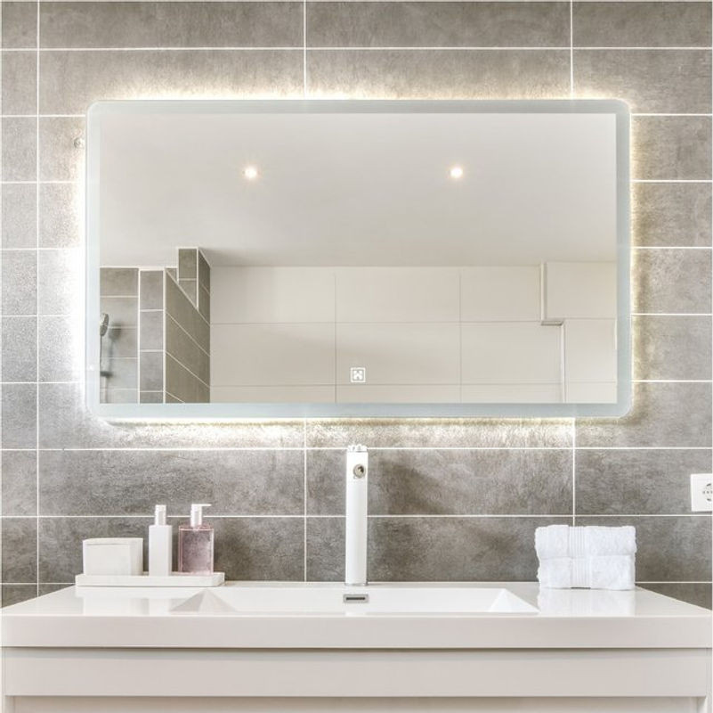 Home Deluxe LED-Wandspiegel NOLA Rechteckig Rahmenlos Weiß B: 90 cm, H: 70 cm - Bild 1
