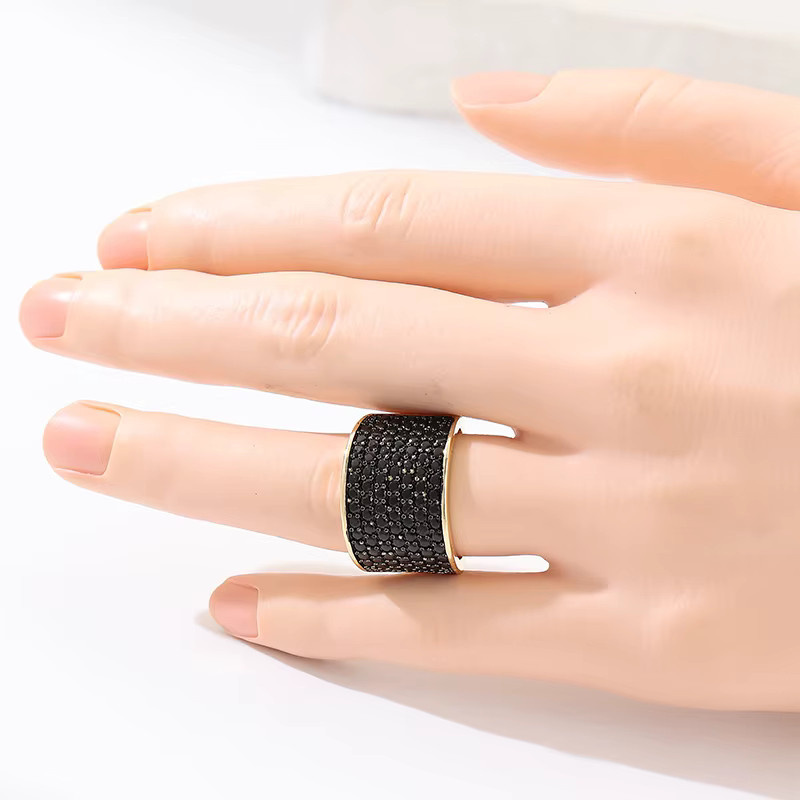 YoYo Cocktailring, vergoldet, Schwarz, Zirkonia, Unisex - Bild 2