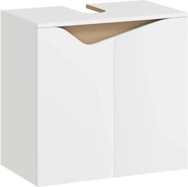 PXloue Badezimmer-Waschbeckenunterschrank mit Soft-Close-Türen, Weiß, B: 60 cm, T: 35 cm, H: 57,9 cm - Bild 1