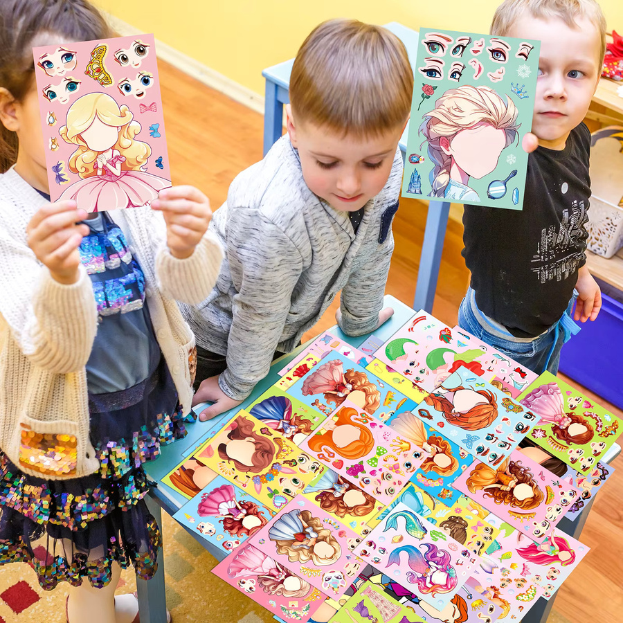 MRJIAANGSON Prinzessin Meerjungfrau Puzzle-Aufkleber, Lernspielzeug - Bild 1