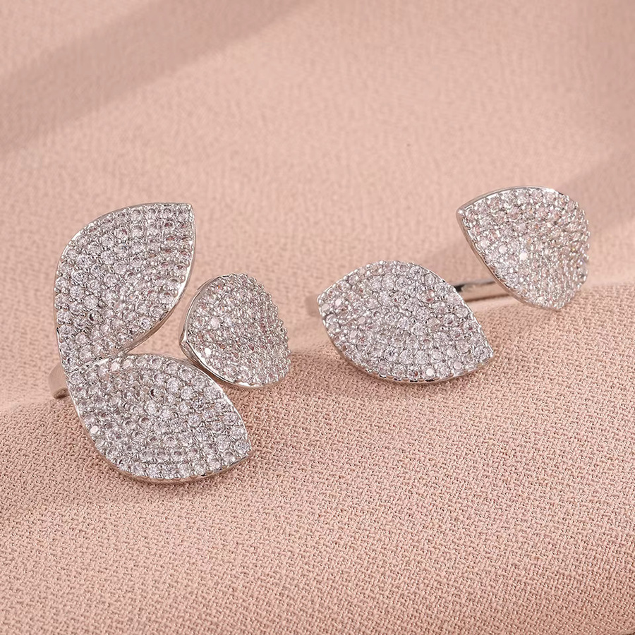 ZAKOL Ring Set, Blatt Blume, Zirkonia, Silber, Weißgold, Damen - Bild 2