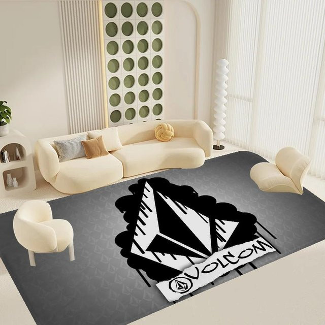 Volcom Logo Teppich in Grau im nordischen Stil, rutschfest und waschbar, B/T: 60 x 40 cm - Bild 1