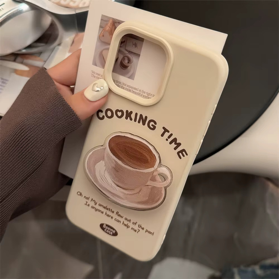 MUQGEW Handyhülle im Koreanischen Nachmittagstee- und Kaffee-Souffle-Design für iPhone 12 bis iPhone 17 Pro Max, stoßfeste Schutzhülle - Bild 2