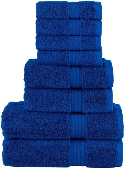 vidaXL 8-teiliges Premium-Handtuch-Set aus 100% Baumwolle in Blau, 600 g/m2, flauschig mit Aufhängeschlaufe - Bild 1