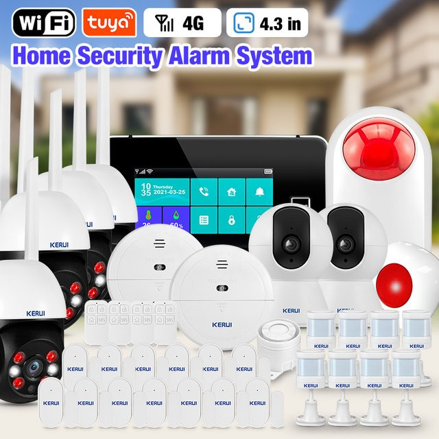 KERUI Smart Home Alarmsystem G64B mit 4,3-Zoll-Touchscreen, Drahtloses 4G WiFi GSM Sicherheitssystem für Tuya Smart Life - Bild 1