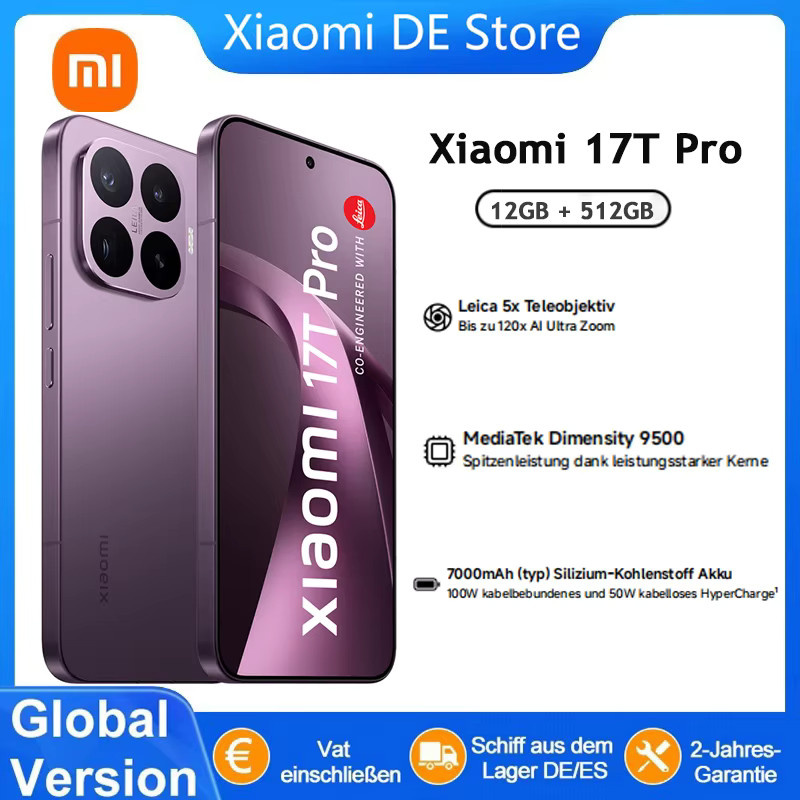 Xiaomi 17T Pro Global Version Smartphone mit Leica 5X Teleobjektiv, 6.83 Zoll AMOLED Display und 7000mAh Silizium-Kohlenstoff-Akku, Schwarz - Bild 5