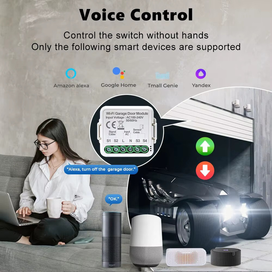 Onenuo WiFi Smart Garagentor Öffner Controller Tuya App Modul in Weiß für Alexa, Google Home und Siri - Bild 4