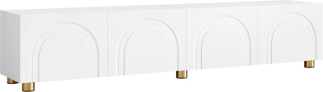 ModernLuxe Modernes TV-Lowboard in Weiß mit 4 Türen aus MDF und Metallfüßen, B/T/H: 180 x 40 x 35 cm - Bild 1