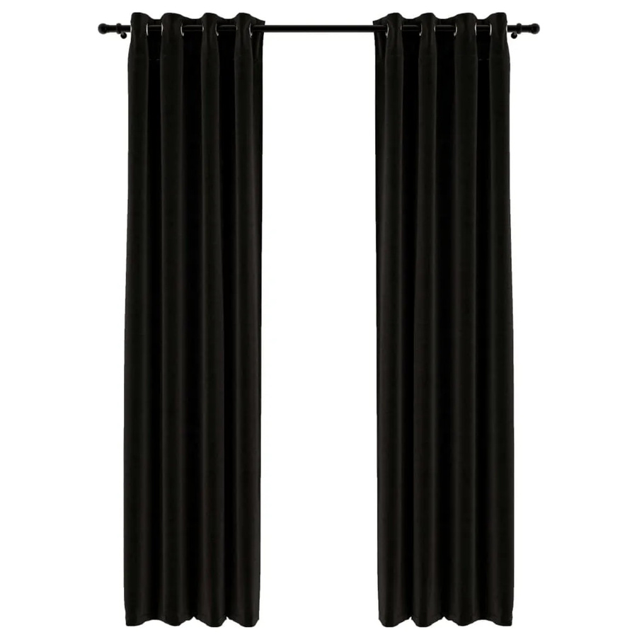 vidaXL Verdunkelungsvorhänge in Leinenoptik, 2er-Set, Anthrazit, B: 140 cm, H: 245 cm - Bild 2