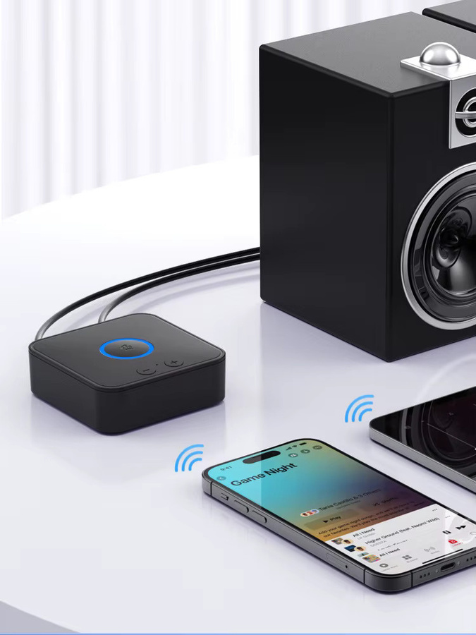 KEBIDUMEI Bluetooth 6.0 Audio-Empfänger-Sender in Schwarz mit 3,5-mm-Klinke und 2RCA für HIFI-Musik und Dual-Stream-Wireless-Übertragung an Auto-Lautsprecher oder PC - Bild 1