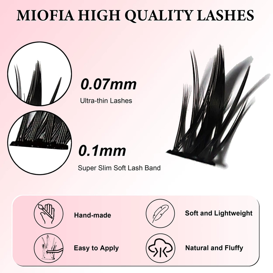 MIOFIA Wimpern Cluster, 160 Bündel, 3D Russische Wimpern, Schwarz, Unisex - Bild 2