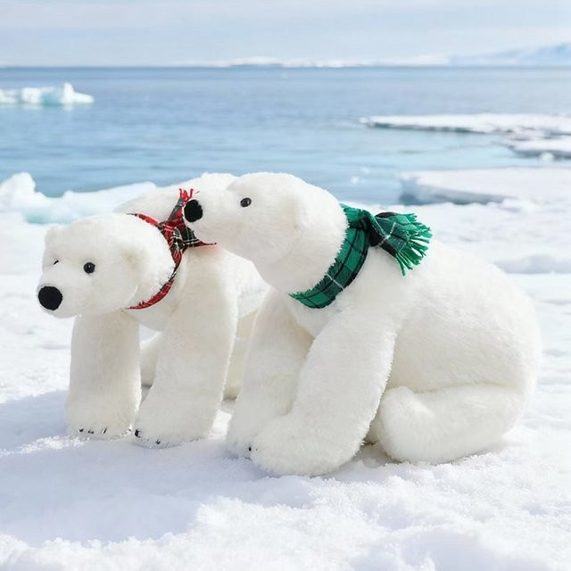 MIAOOWA Simulation Eisbär Plüsch Spielzeug, Stofftier Kissen, Weiß, Rot - Bild 1
