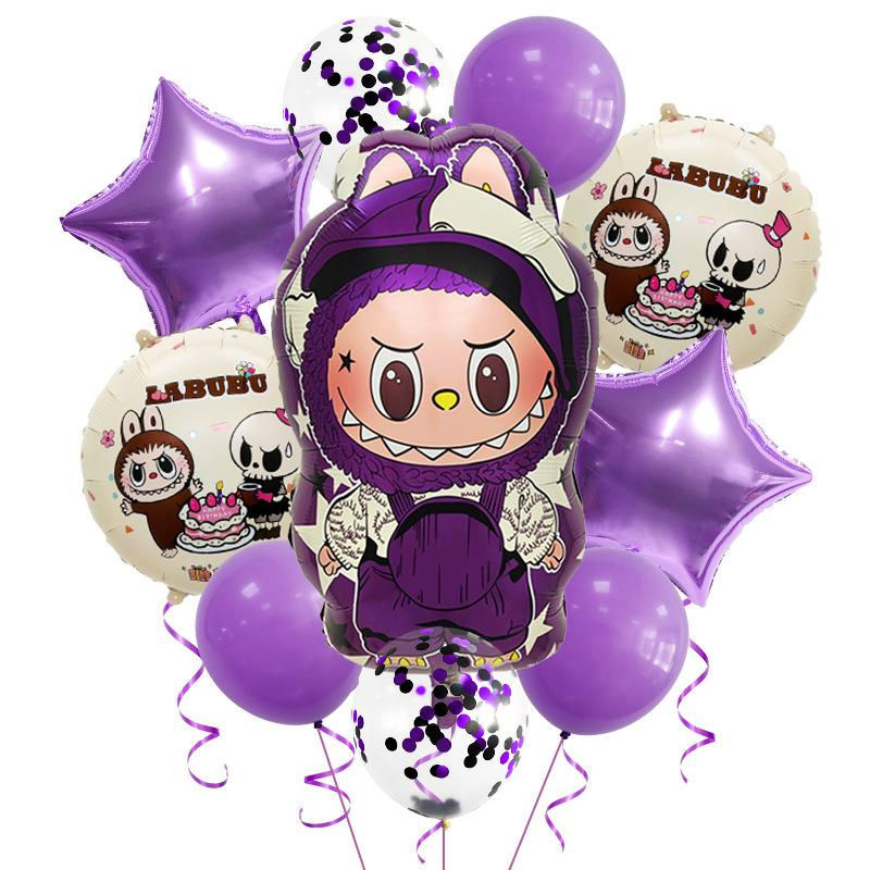 BaiTu Home Labubu Aluminiumfolienballon Set für Geburtstagsparty Dekoration in Purple, Pink, Blue und White - Bild 2