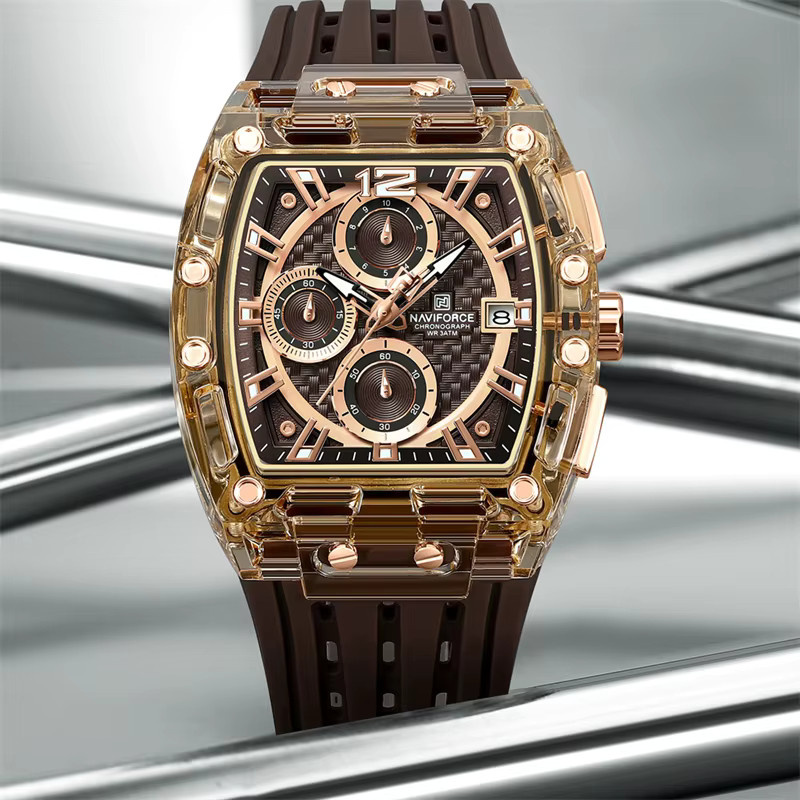 Naviforce Chronograph Armbanduhr, Quarz, Silikon, Schwarz, Herren - Bild 1