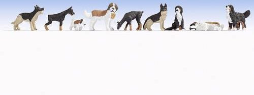 NOCH Bemalte Hunde Figuren in sitzender und stehender Position - Bild 1