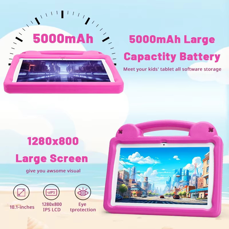 Paitanry Kinder-Tablet mit Android 15, 10,1 Zoll Display, 8 GB RAM, 64 GB Speicher, WiFi 6, Pink - Bild 2
