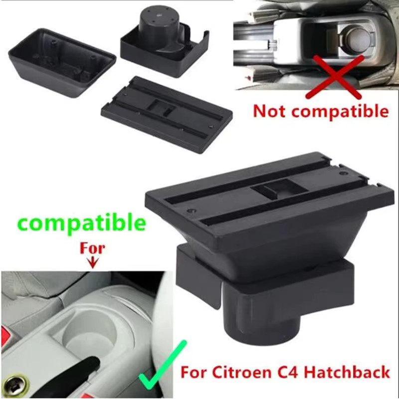 HuangZM Auto-Armlehnenbox für Citroen C4 Hatchback 2004-2010 mit USB-Anschluss in Schwarz - Bild 2