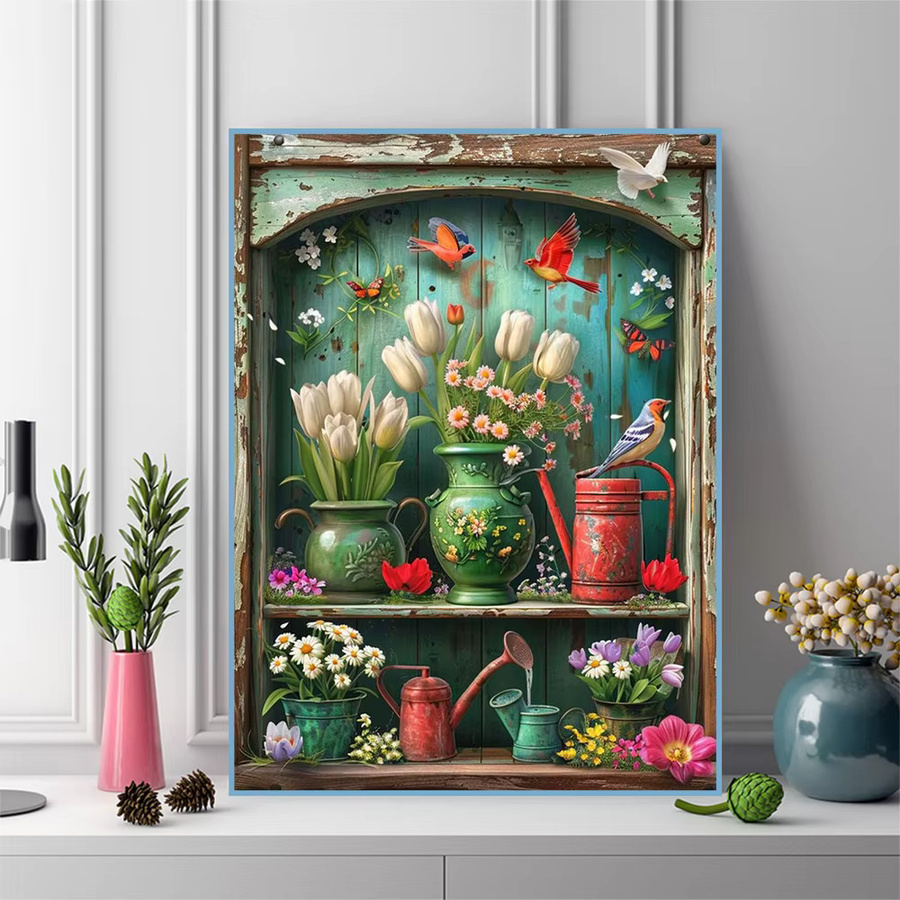 Momoart Diamant-Mosaik Blumenmalerei Tulpe und Gänseblümchen als Strass-Stickerei für Anfänger, Multicolour, B/H: 30 x 30 cm - Bild 3