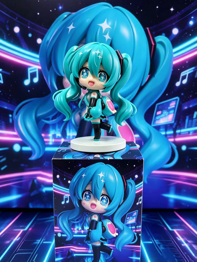 Bandai Hatsune Miku Anime Figur Q-Version Kawaii Rucksack PVC Modell Multicolor, Höhe: 10 cm - Bild 5