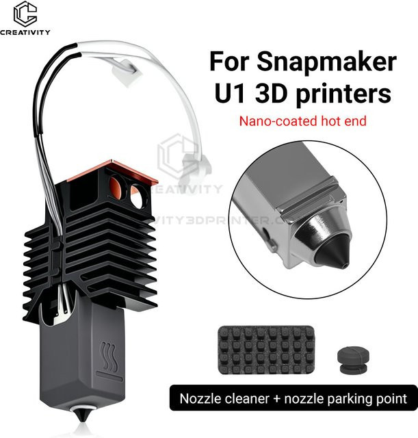 Snapmaker U1 Hotend-Set mit Keramikblock für FDM 3D-Drucker, Düsenstärken 0,2mm/0,4mm/0,6mm/0,8mm, Farbe: Schwarz - Bild 1