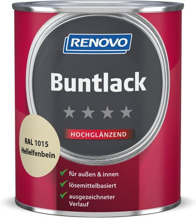 RENOVO Buntlack für Holz in Weiss, Hochglanz, lösemittelbasiert, 0,75 l - Bild 1