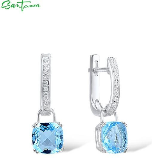 Wucifang Jewelry Hängeohrringe 925 Sterlingsilber, Zirkonia, Damen, Himmelblau, Rosa, Navy Blau - Bild 1